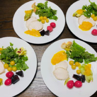 ビーツとうずら卵のピクルスを使った前菜