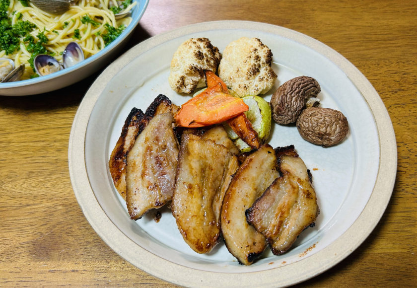 しなぷなピクルス液で豚バラ肉のマリネ焼き